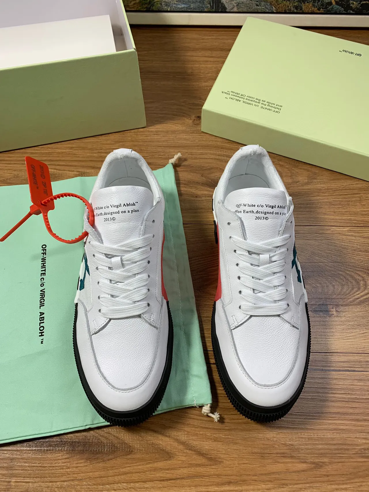 Off-White Diagonal Arrow Sneaker Blanc Noir Rayé Plateforme Style de Vie Sneakers 9