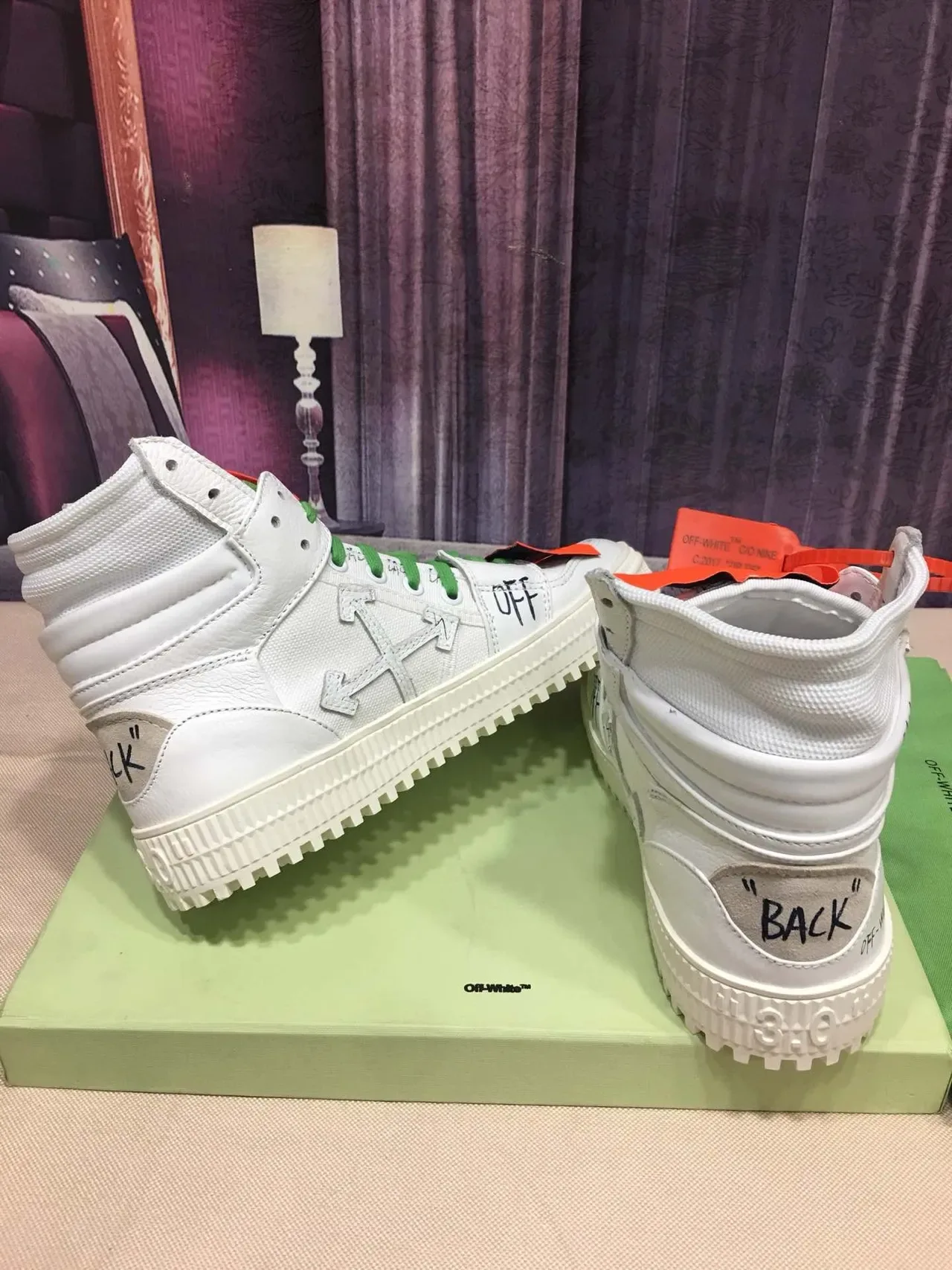 Off-White أخضر عالي الارتفاع ديكونستركتد أسلوب حياة رياضي 3