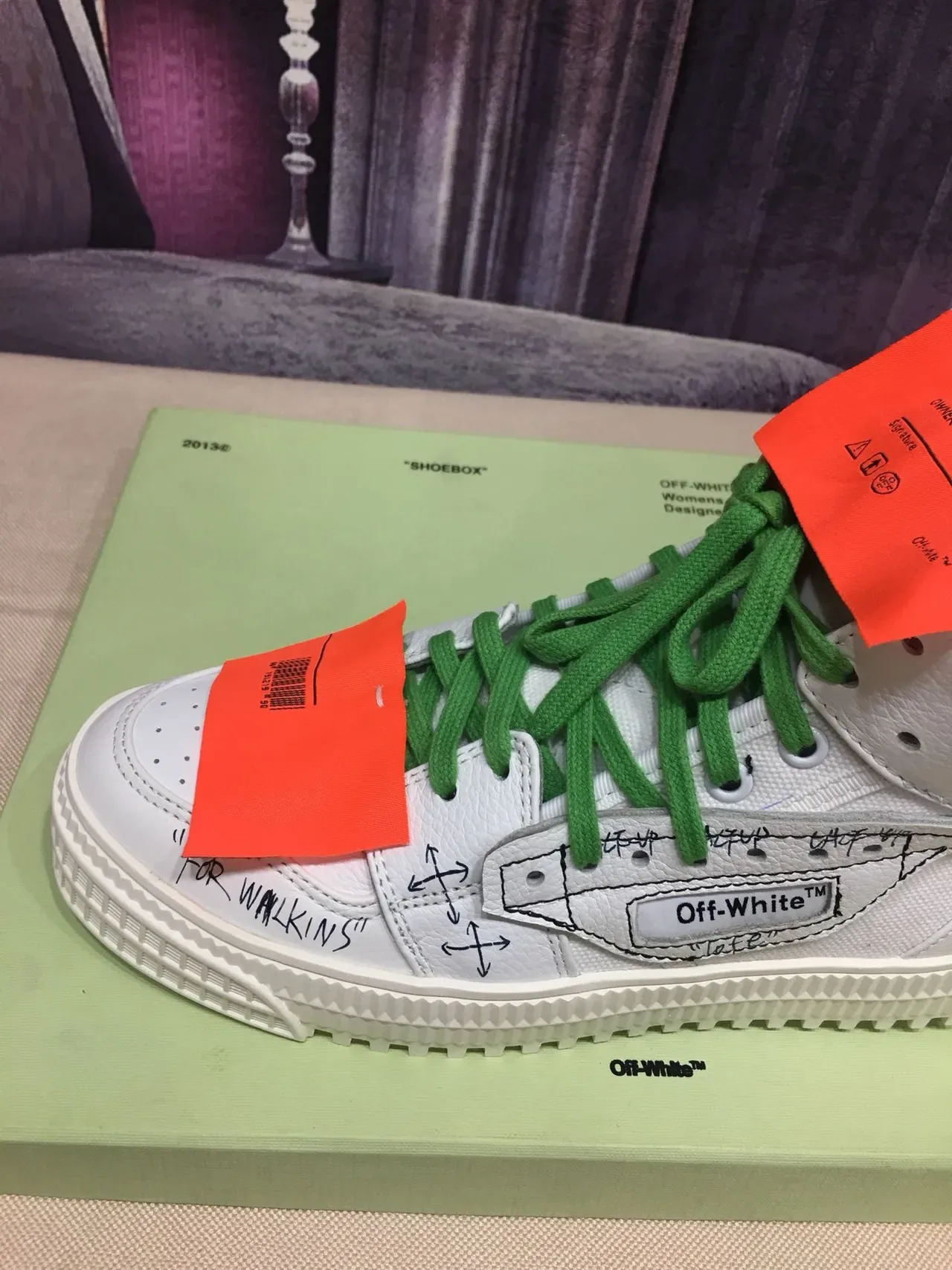 Off-White أخضر عالي الارتفاع ديكونستركتد أسلوب حياة رياضي 5