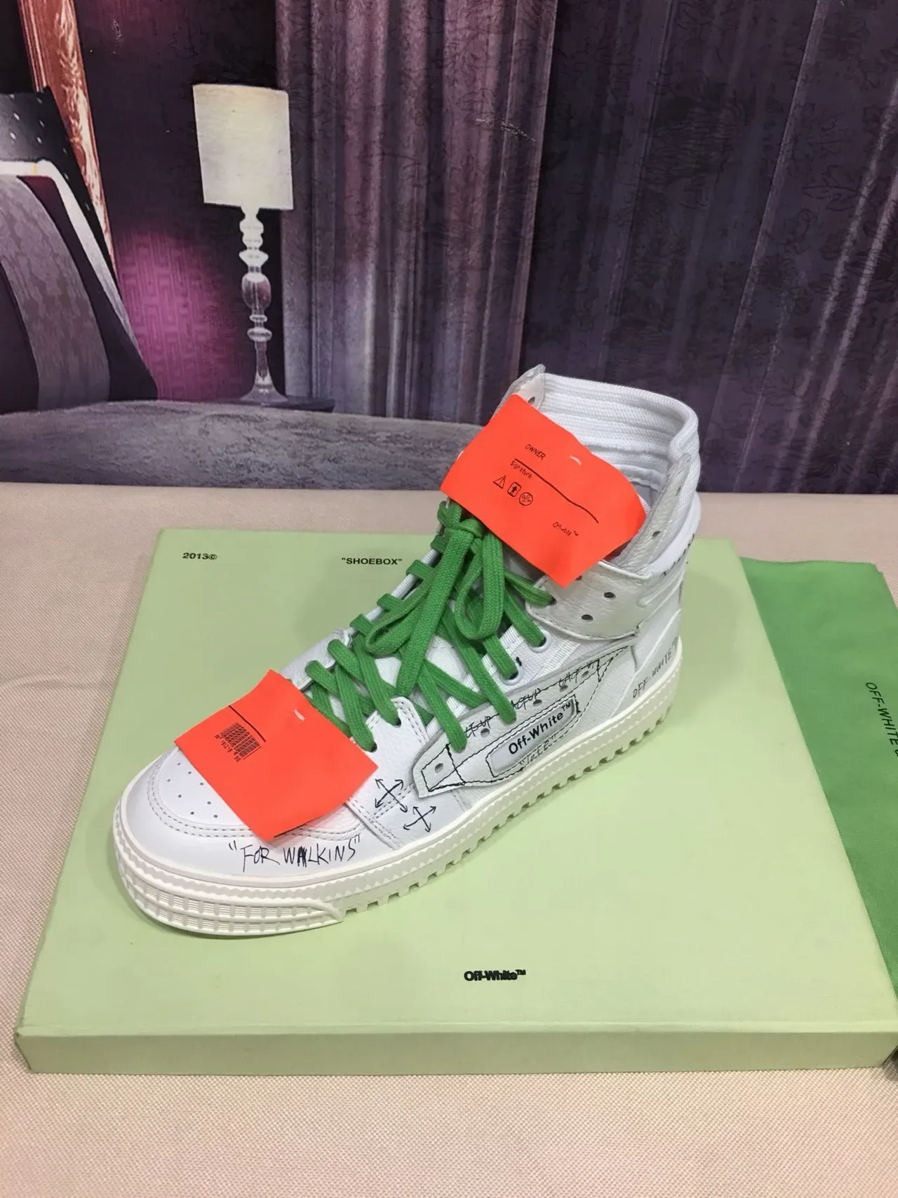 Off-White أخضر عالي الارتفاع ديكونستركتد أسلوب حياة رياضي 7