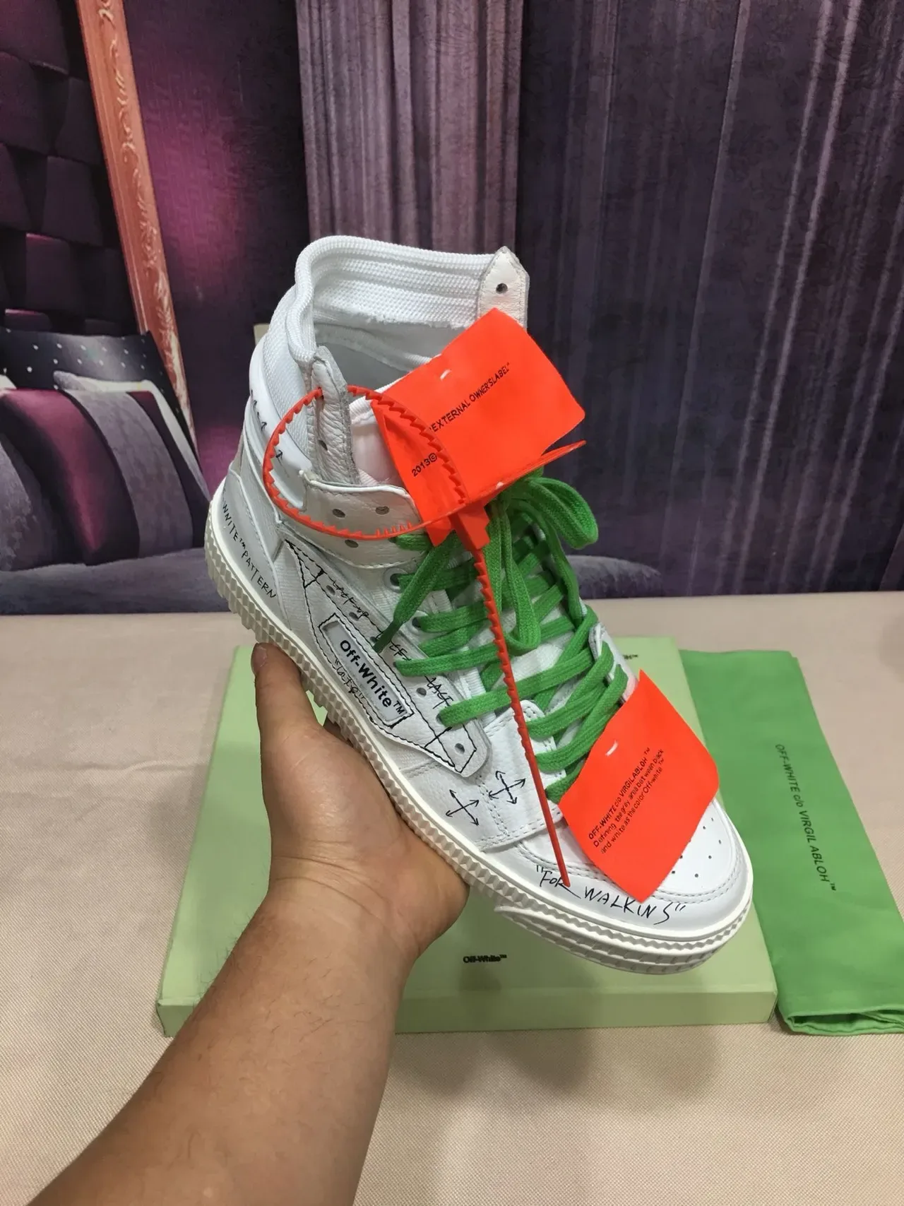 Off-White أخضر عالي الارتفاع ديكونستركتد أسلوب حياة رياضي 8