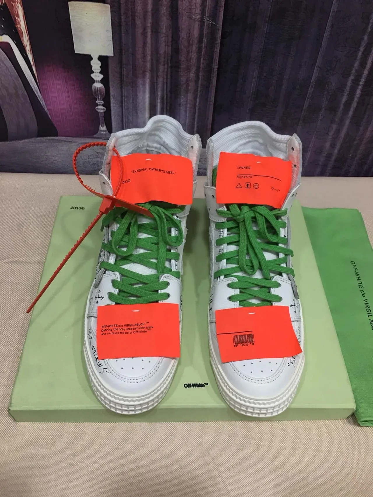 Off-White أخضر عالي الارتفاع ديكونستركتد أسلوب حياة رياضي 9