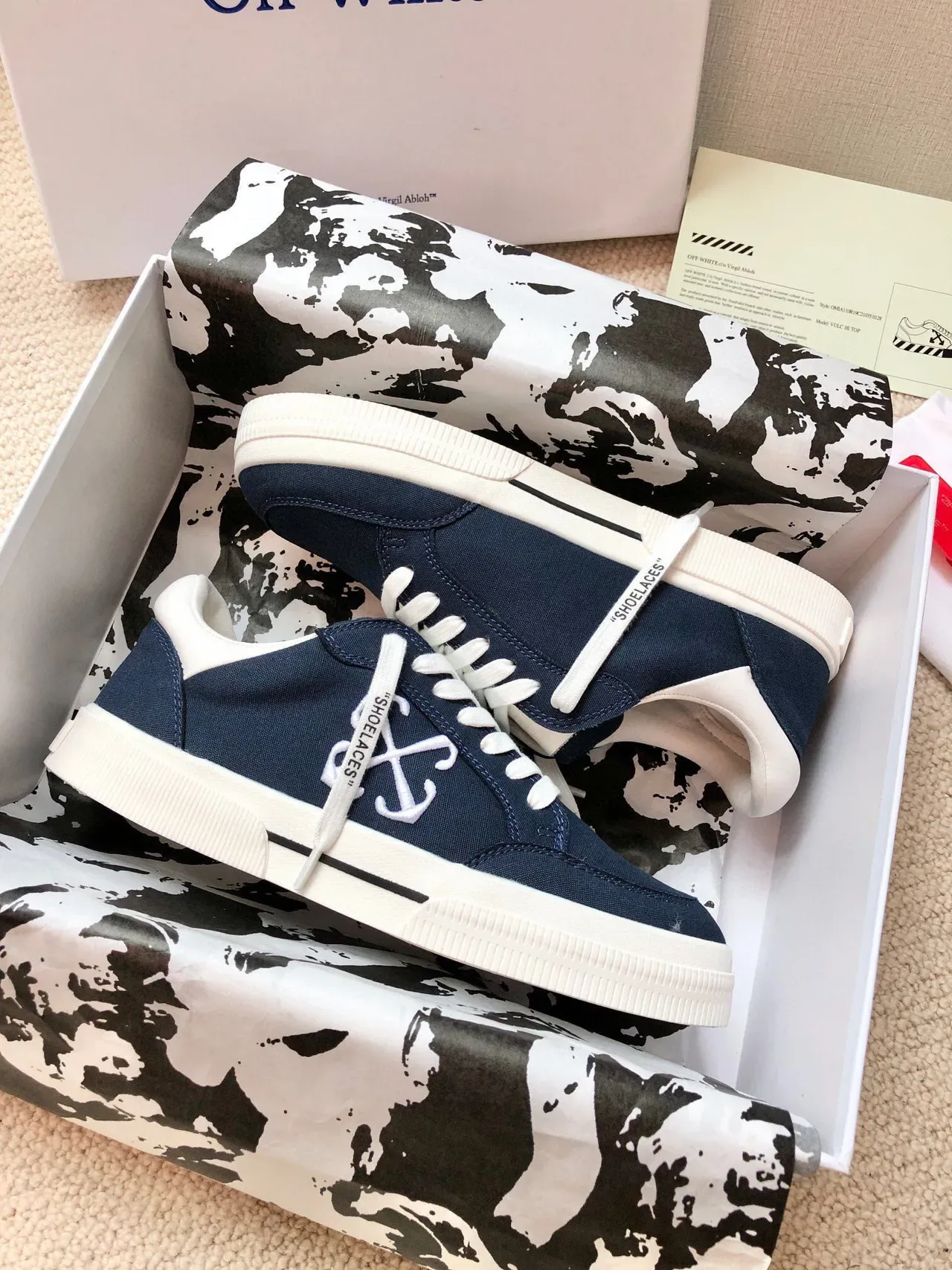 Off-White Navy Canvas Upper Cupsole Lifestyle Sneakers 2