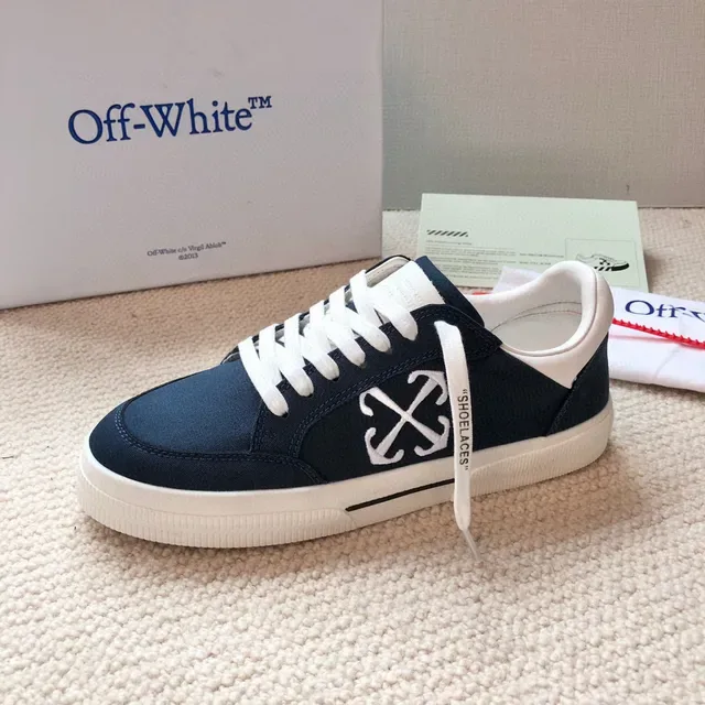 Off-White Navy Canvas Upper Cupsole Lifestyle Sneakers 5