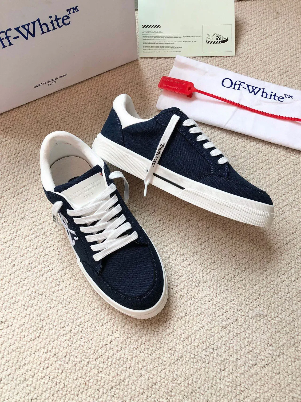 Off-White Navy Canvas Upper Cupsole Lifestyle Sneakers 6