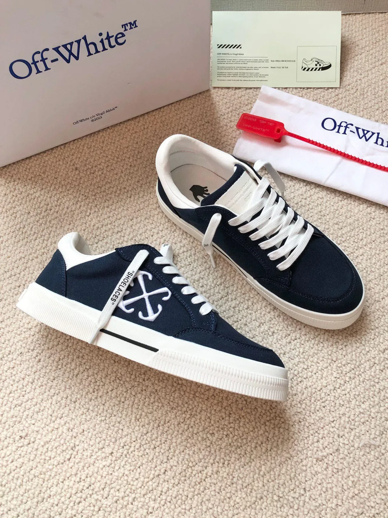 Off-White Navy Canvas Upper Cupsole Lifestyle Sneakers 8