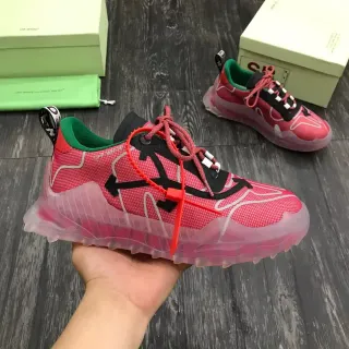 Off-White حذاء كاجوال ثقيل وردي أسود نعل شفاف رباط زيب تاي صناعي