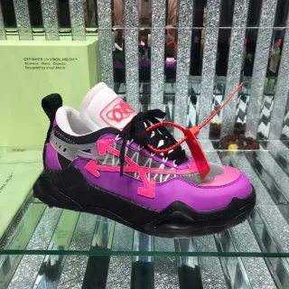 Off-White بنفسجي وردي نقشة سهم صناعية أحذية رياضية كبيرة الحجم