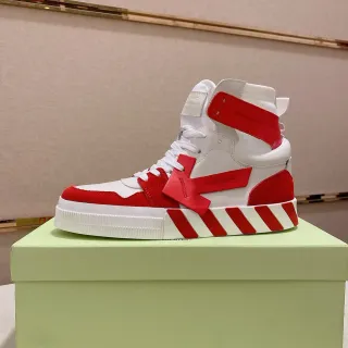 Off-White Red High-Top Industrial Strap Lifestyle Sneakers