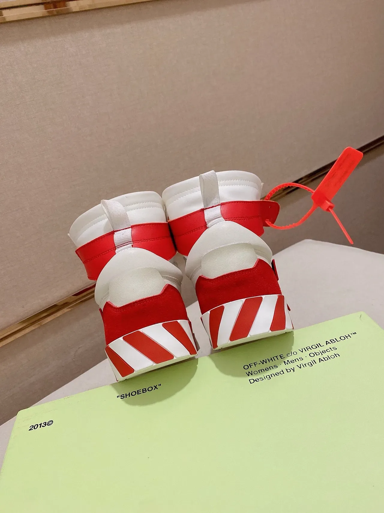 Off-White Red High-Top Industrial Strap Lifestyle Sneakers 3