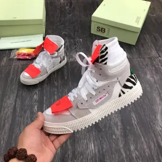 Off-White The Ten رمادي high-top ridged sole chunky حذاء