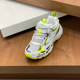 Off-White Yellow Sole Neon Geometric Overlays Chunky Sneakers