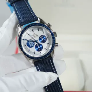 Omega Speedmaster Professional Blue and White Chronograph Mechanical Watch