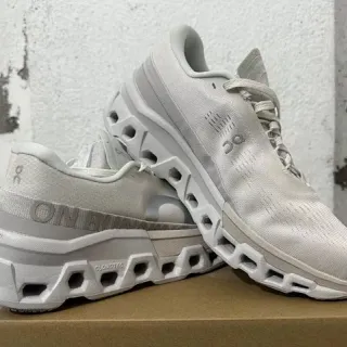 On Beige Monochromatic Cream Knit Upper Open Hexagonal CloudTec Midsole Pods Running Shoes