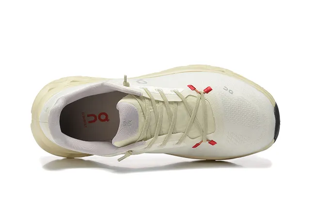 On Beige Red Engineered Knit Upper Open-Cell CloudTec Phase Midsole Running Shoes 3