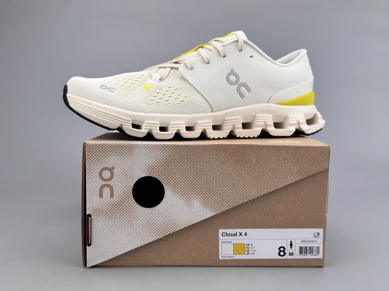 On Cloud White Yellow Engineered Knit Upper Segmented CloudTec Midsole Running Shoes 4