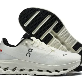 On Cloudmonster Beige and Black Running Shoes