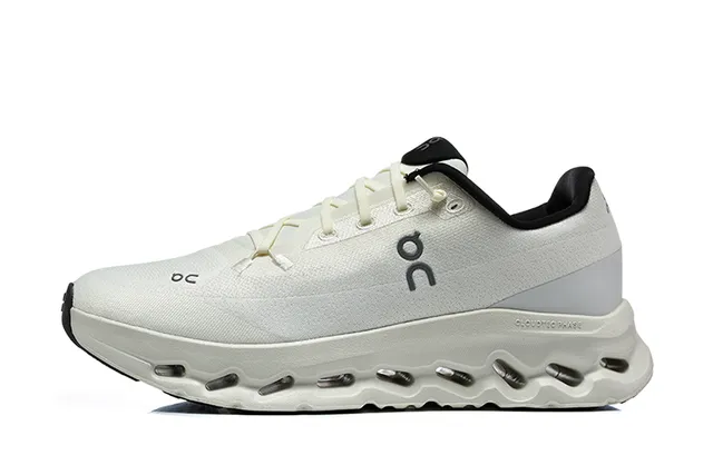 On Cloudmonster Beige and Black Running Shoes 5