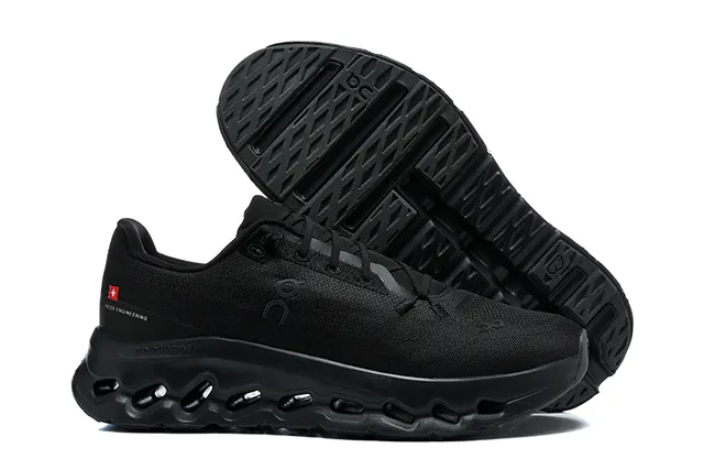 On Cloudmonster Beige and Black Running Shoes 12