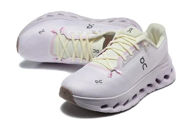 On Cloudmonster Beige and Black Running Shoes 17