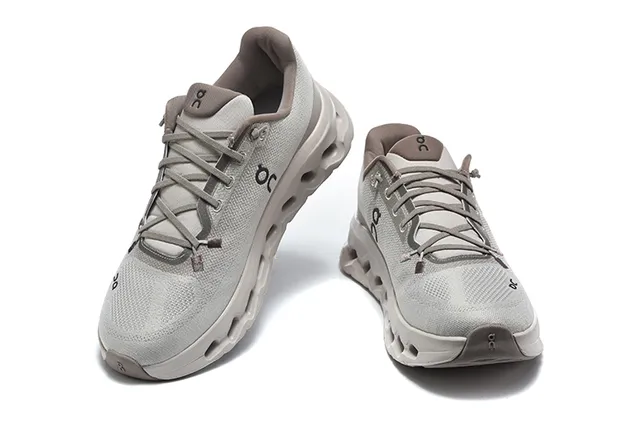 On Cloudmonster Beige and Black Running Shoes 20