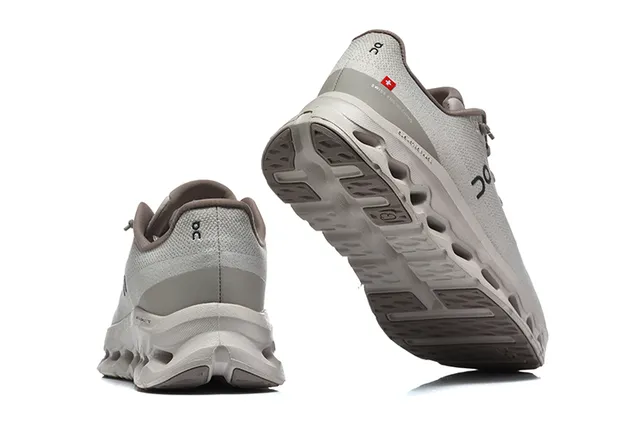 On Cloudmonster Beige and Black Running Shoes 21