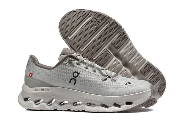 On Cloudmonster Beige and Black Running Shoes 24