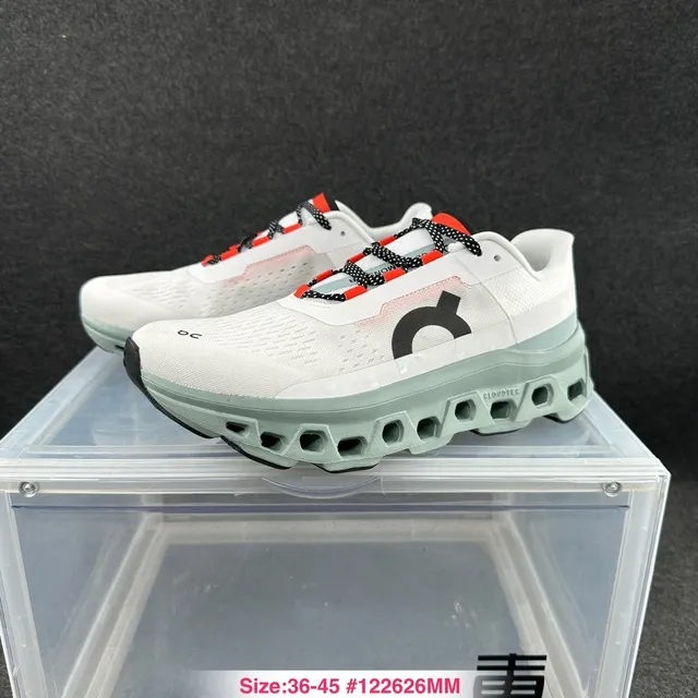On Cloudmonster White Mint Green Running Shoes 4