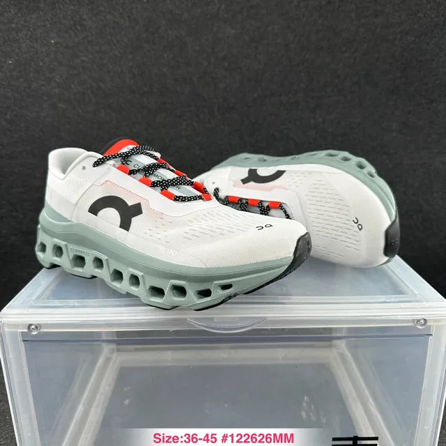 On Cloudmonster White Mint Green Running Shoes 9