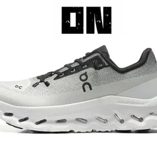 On Gray Black Engineered Knit Upper CloudTec Podded Midsole Running Shoes