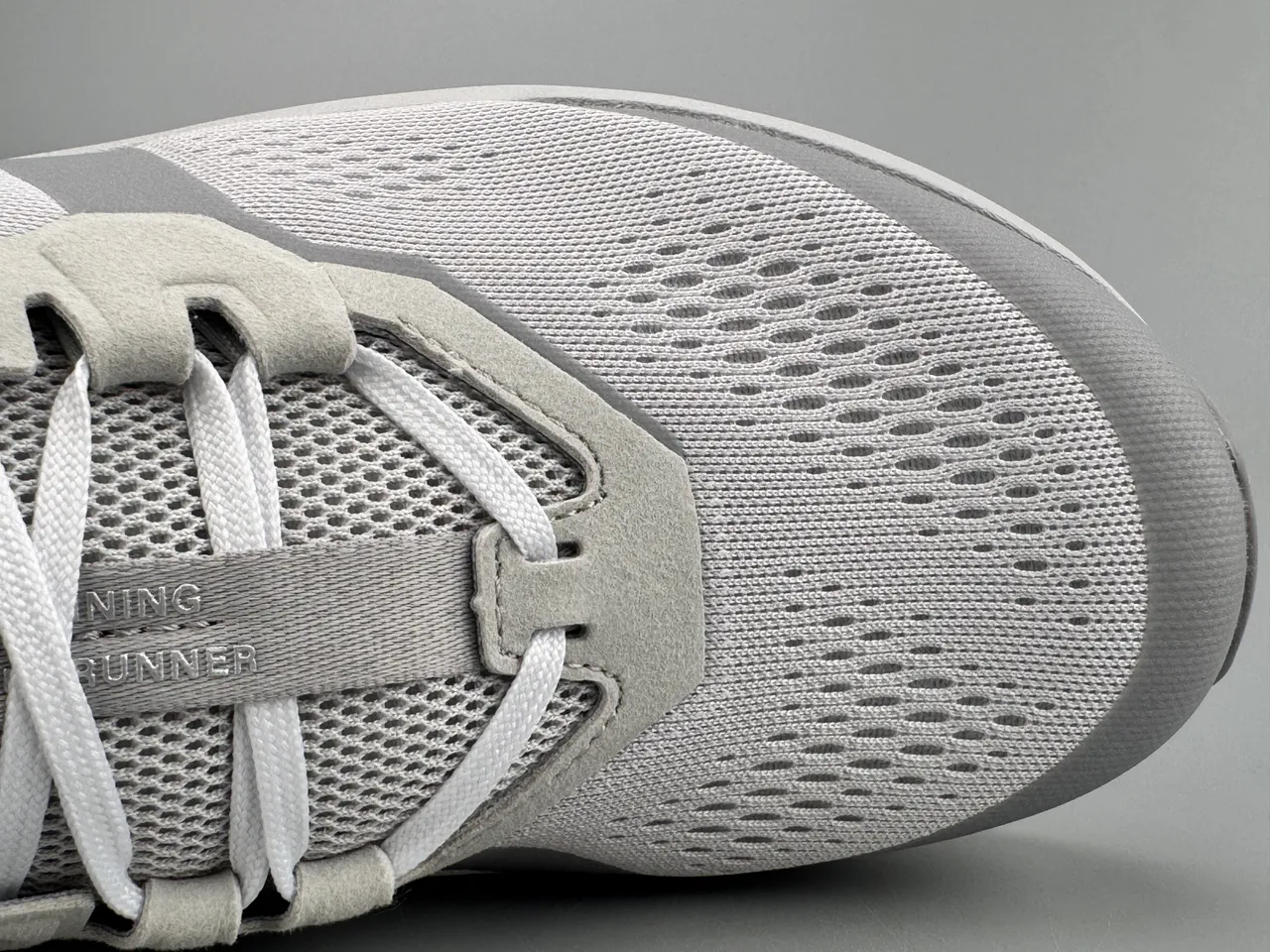 On Gray White Engineered Mesh Upper Open Hexagonal CloudTec Pods Running Shoes 6