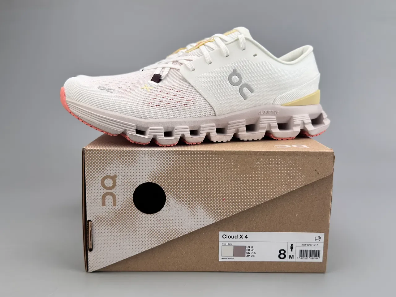 On White Yellow Engineered Knit Upper Segmented CloudTec Midsole Sneakers 2