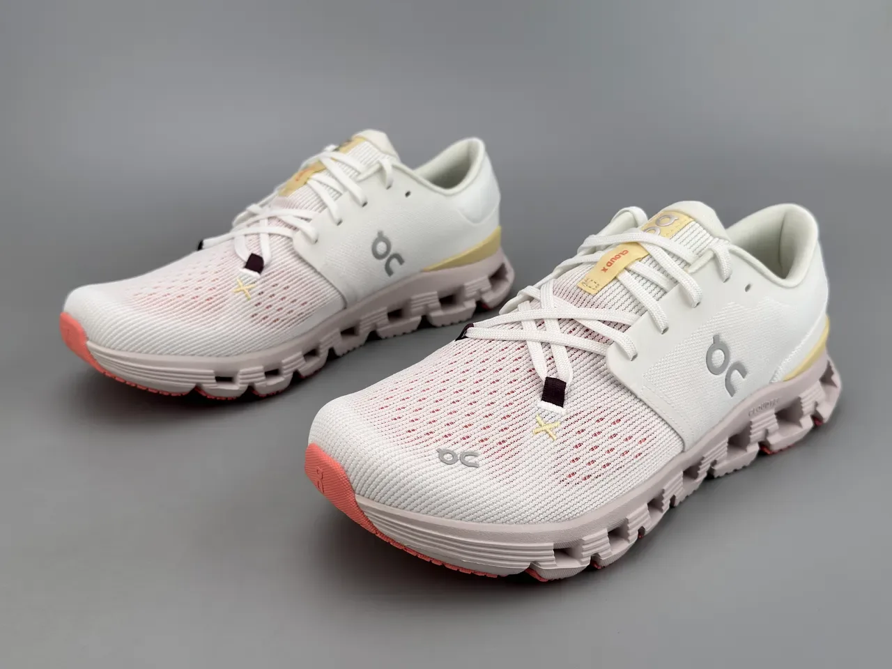 On White Yellow Engineered Knit Upper Segmented CloudTec Midsole Sneakers 3