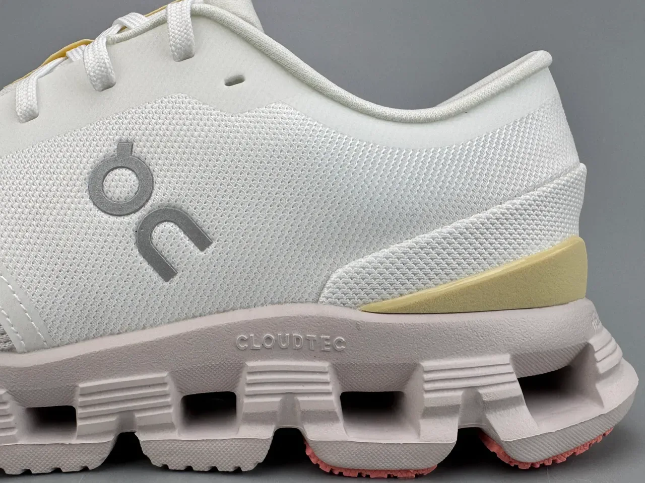 On White Yellow Engineered Knit Upper Segmented CloudTec Midsole Sneakers 5