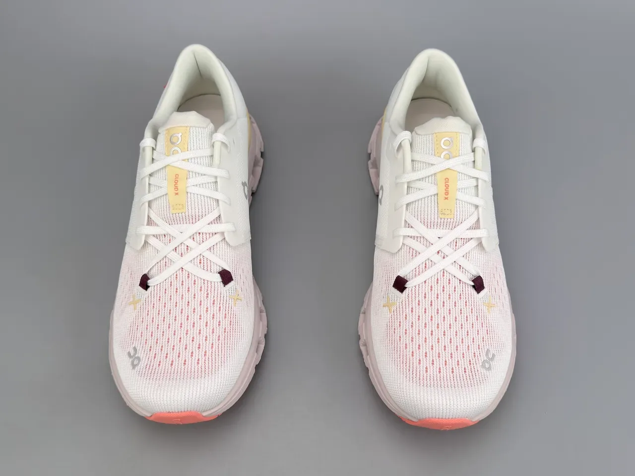 On White Yellow Engineered Knit Upper Segmented CloudTec Midsole Sneakers 9