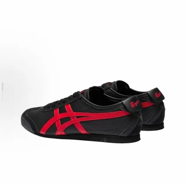 Onitsuka Tiger Black Red Low-Top Leather-Suede Upper Lifestyle Sneakers 2