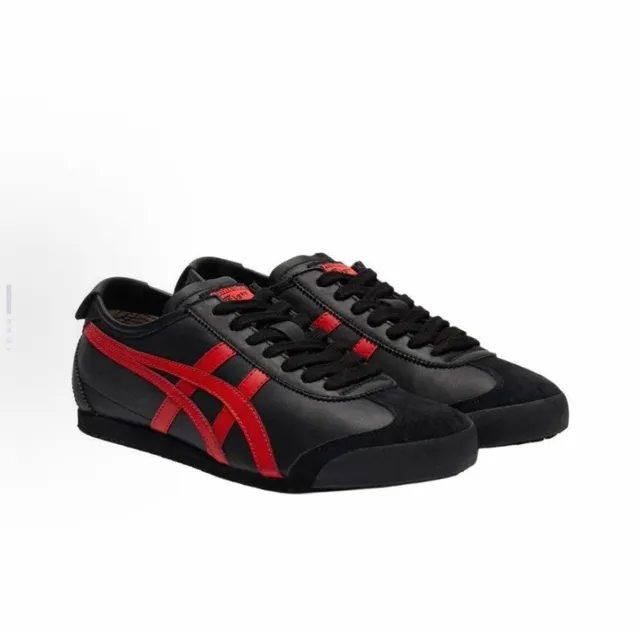 Onitsuka Tiger Black Red Low-Top Leather-Suede Upper Lifestyle Sneakers 3
