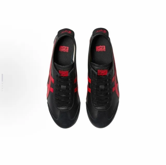 Onitsuka Tiger Black Red Low-Top Leather-Suede Upper Lifestyle Sneakers 7