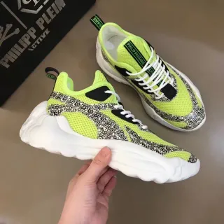 Philipp Plein Active Runner Green Black Sculpted Midsole Neon Lime Mesh Chunky Sneakers