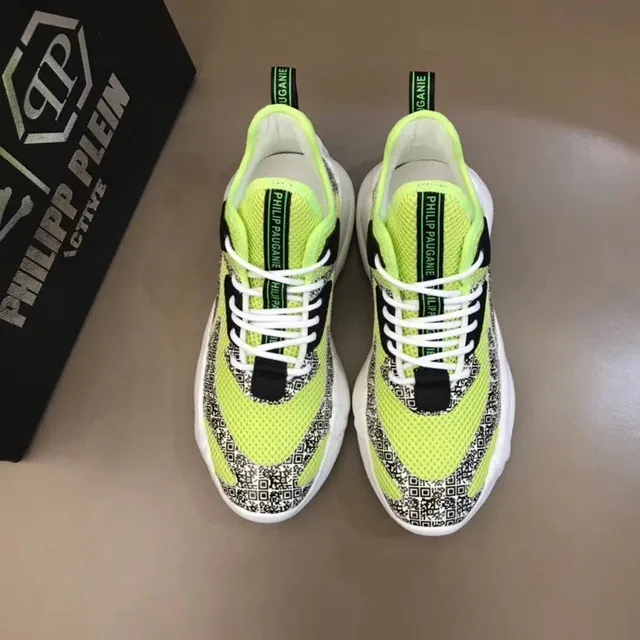 Philipp Plein Active Runner أخضر أسود midsole منحوت نيون لايم شبكة أحذية رياضية سميكة 4
