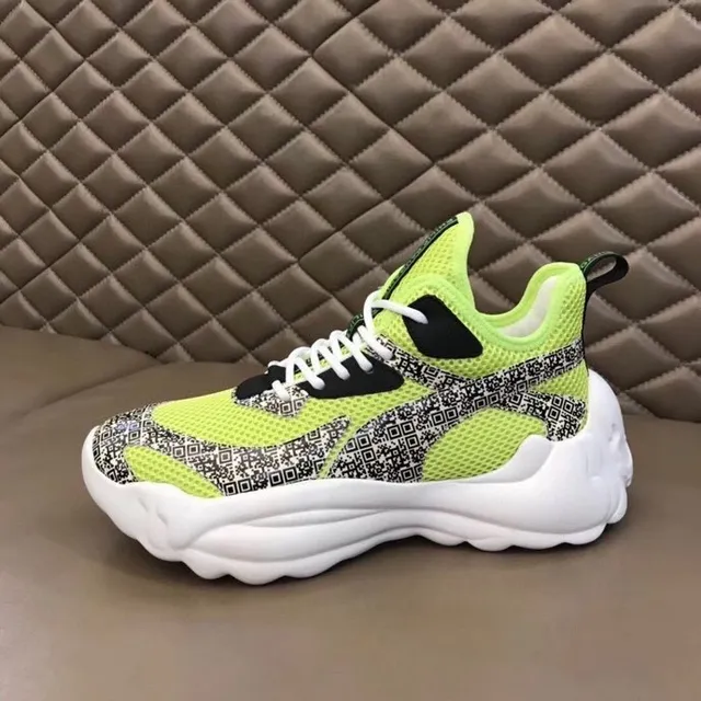 Philipp Plein Active Runner أخضر أسود midsole منحوت نيون لايم شبكة أحذية رياضية سميكة 7