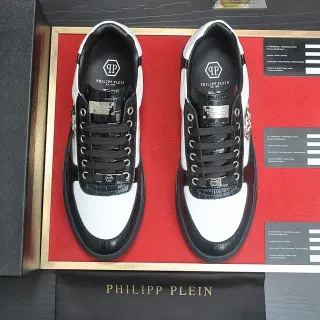 Philipp Plein Black and White Patent Accent Lifestyle Sneakers