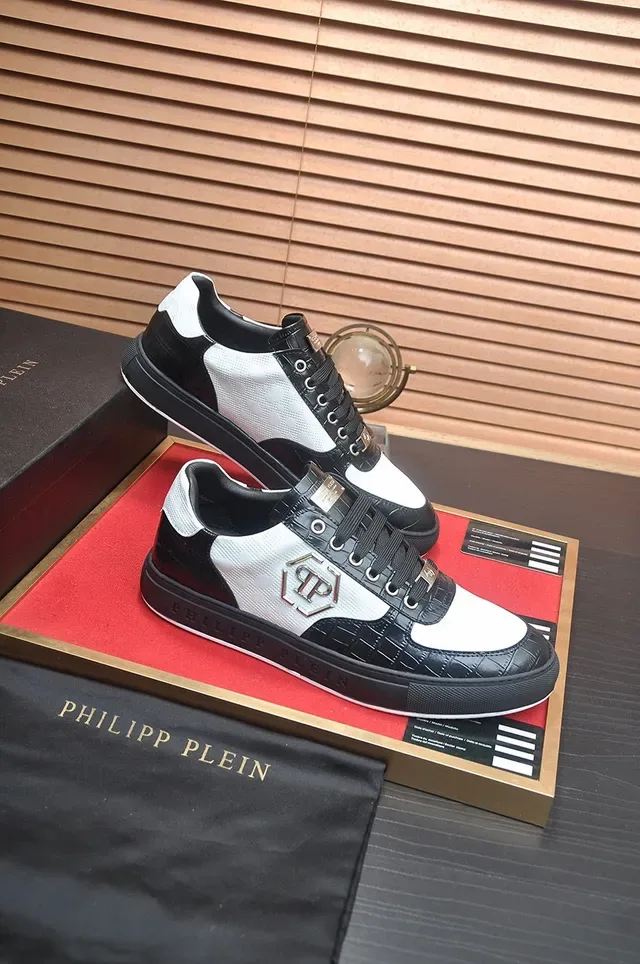 Philipp Plein أحذية رياضية أسلوب حياة مع لمسة جلد لامع أسود وأبيض 6