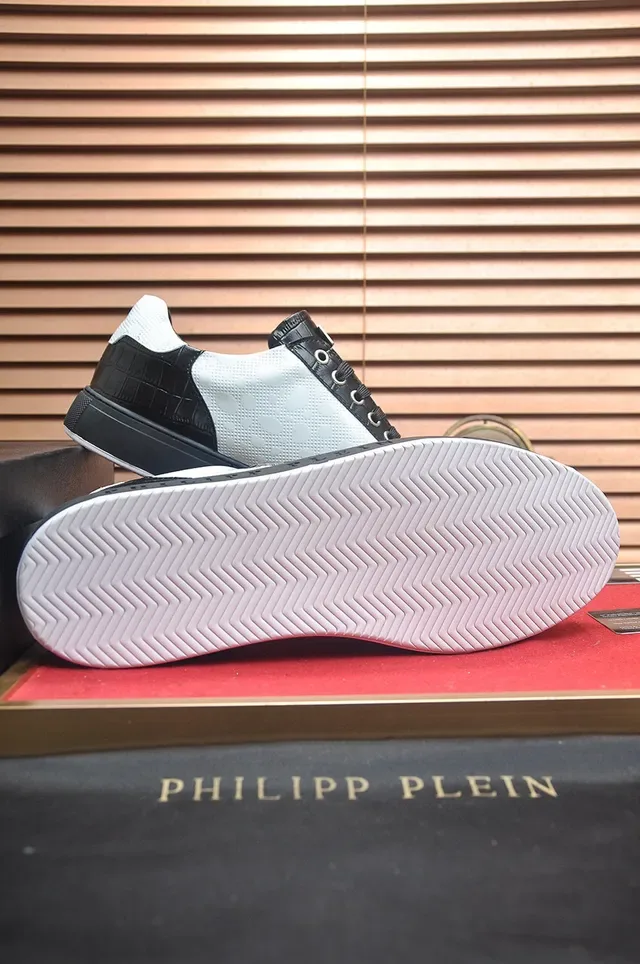 Philipp Plein أحذية رياضية أسلوب حياة مع لمسة جلد لامع أسود وأبيض 7