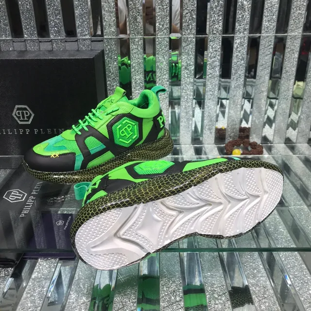Philipp Plein Verde Preto Neon Colorblock Hexagonal Logo Accent Lifestyle Sneakers 2