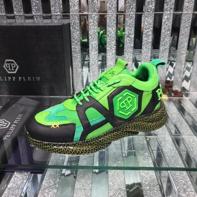 Philipp Plein Verde Preto Neon Colorblock Hexagonal Logo Accent Lifestyle Sneakers 5