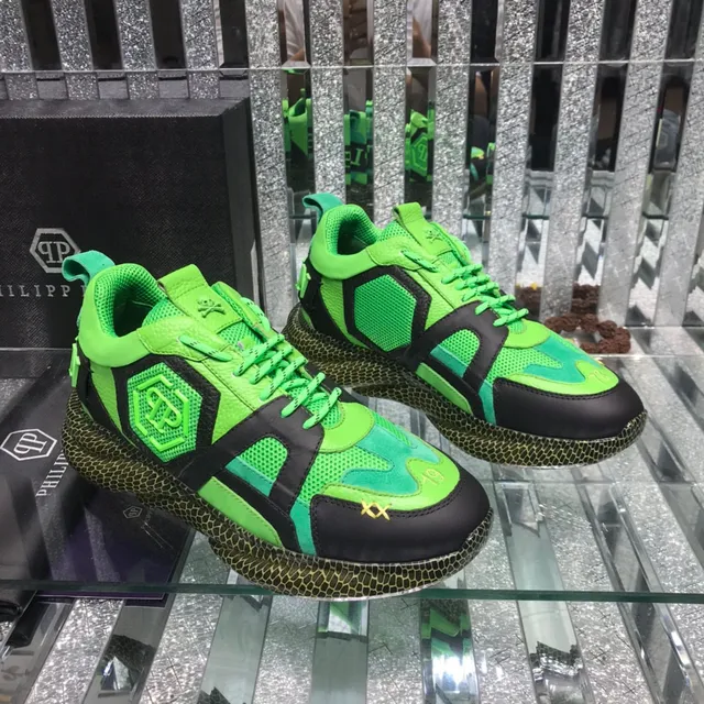 Philipp Plein Verde Preto Neon Colorblock Hexagonal Logo Accent Lifestyle Sneakers 7