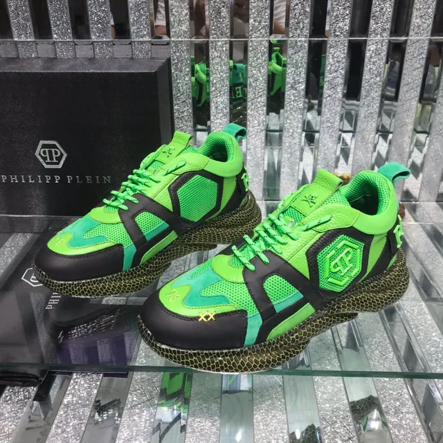 Philipp Plein Verde Preto Neon Colorblock Hexagonal Logo Accent Lifestyle Sneakers 8