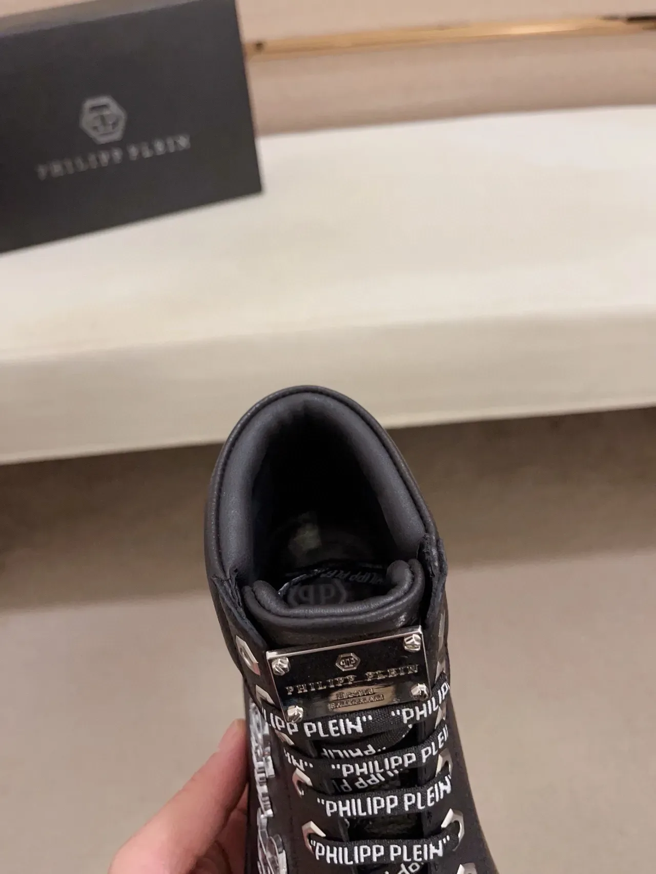 Philipp Plein High-Top Black Silver Leather Upper Lifestyle Sneakers 7