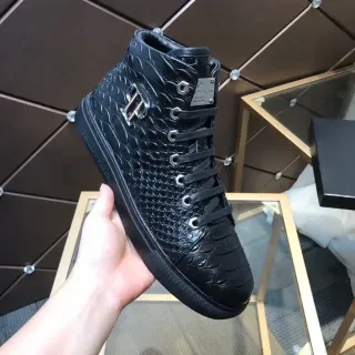 Philipp Plein High-Top Croc-Embossed Black Lifestyle Sneakers
